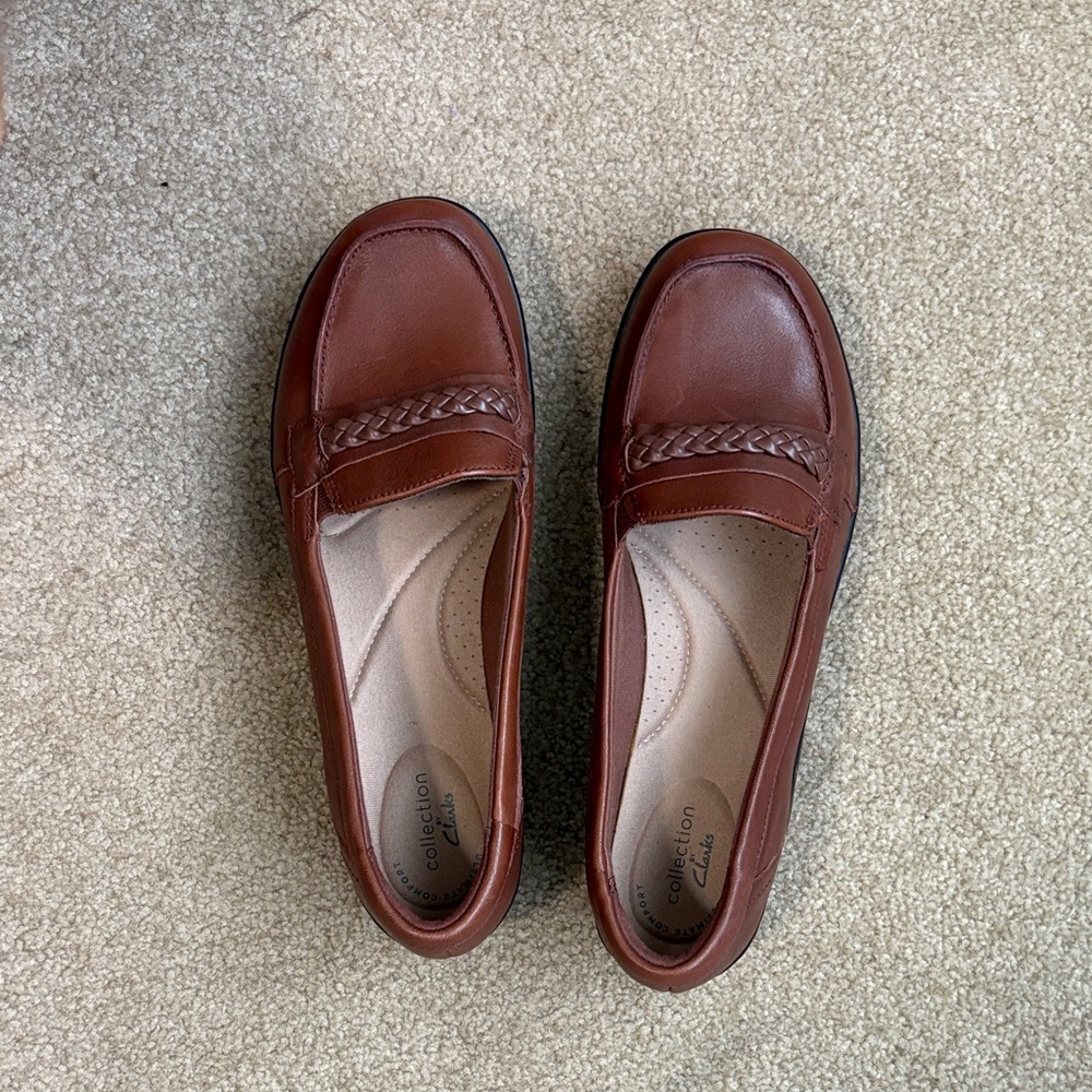 Clarks Chestnut Leather Slip-Ons